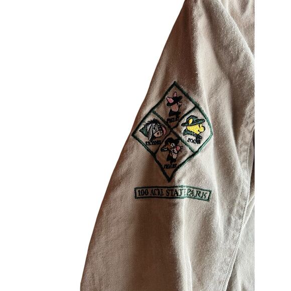 VTG 90s Mickey Inc Kids size L 8/10 Winnie Pooh Khaki Flannel Button Up Jacket - Picture 6 of 14